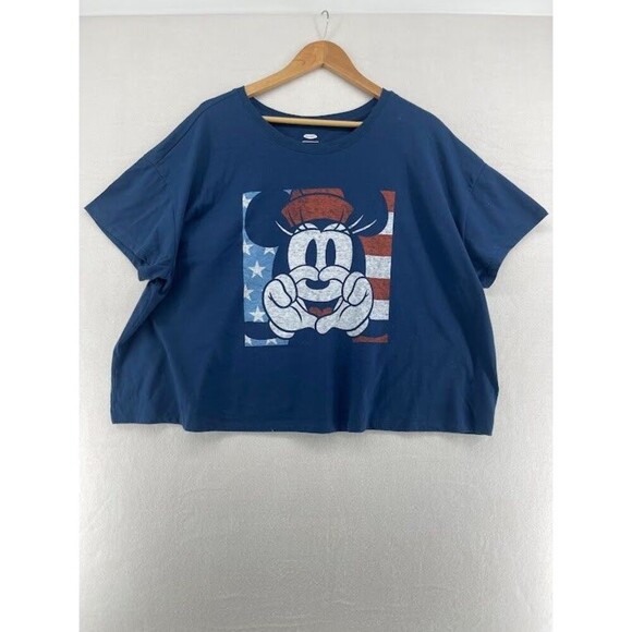 Old Navy Women's Plus Size 3X Minnie Mouse Cropped T-Shirt Patriotic - Picture 1 of 5